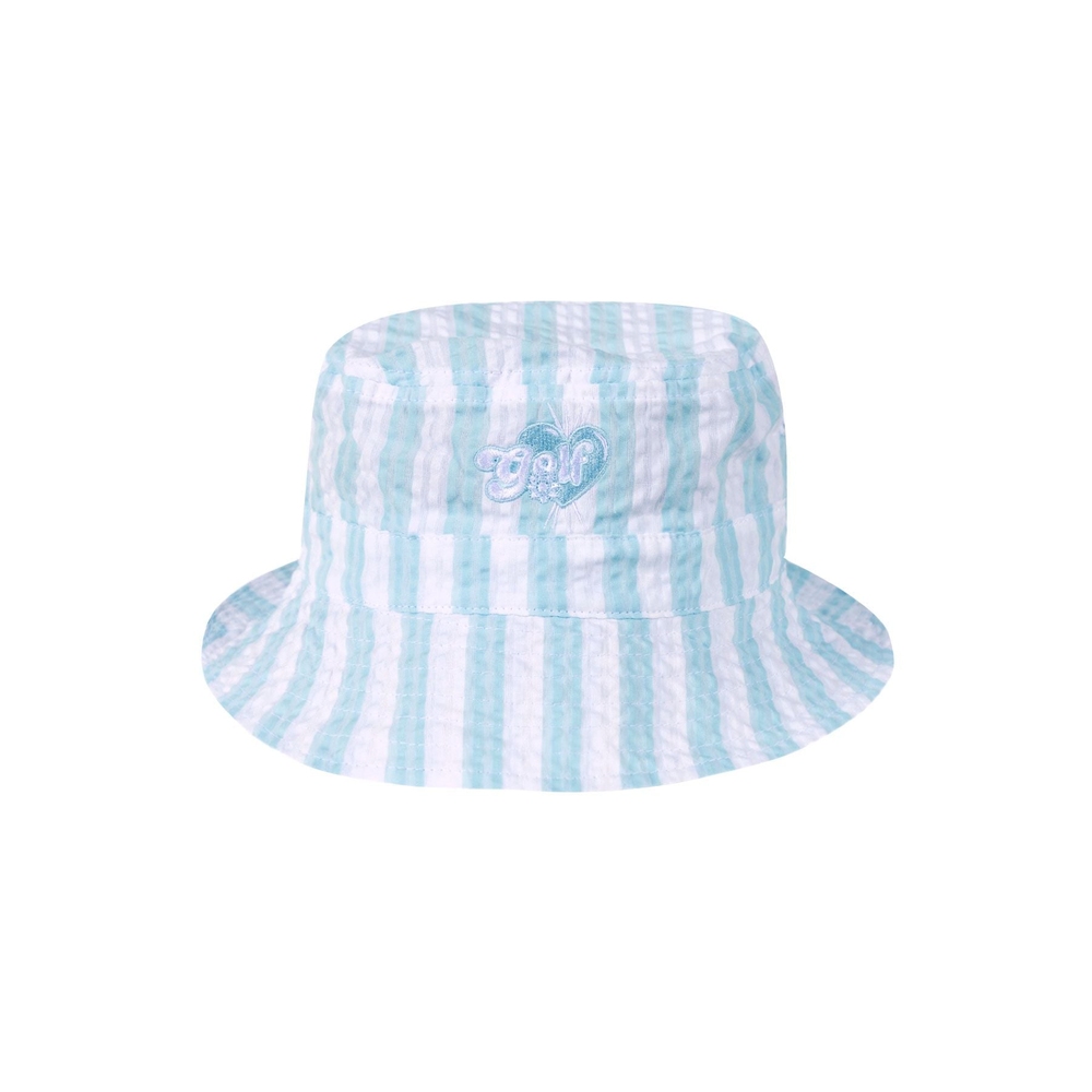 WIDE SEERSUCKER BUCKET HAT Blue/White