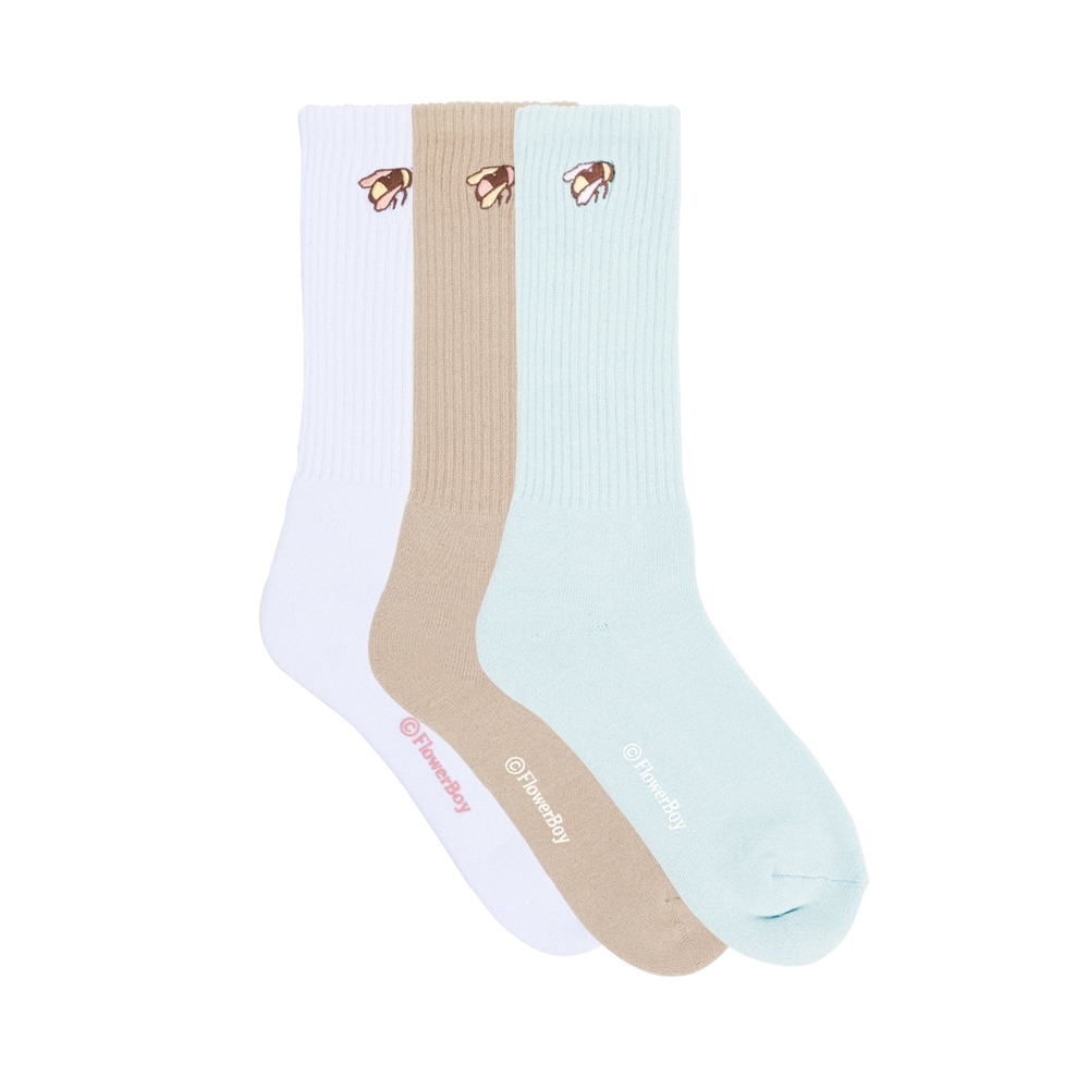 BEE SOCKS 3PK White/Sand/Blue