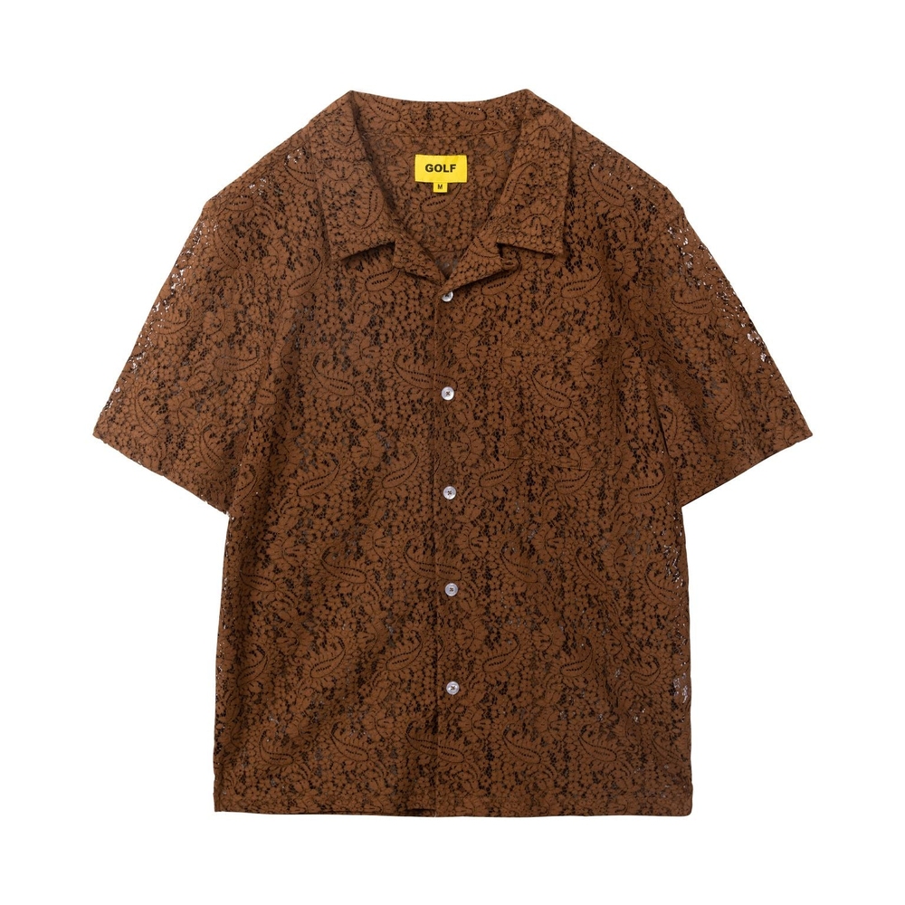 LACE PATTERN BUTTON UP Brown