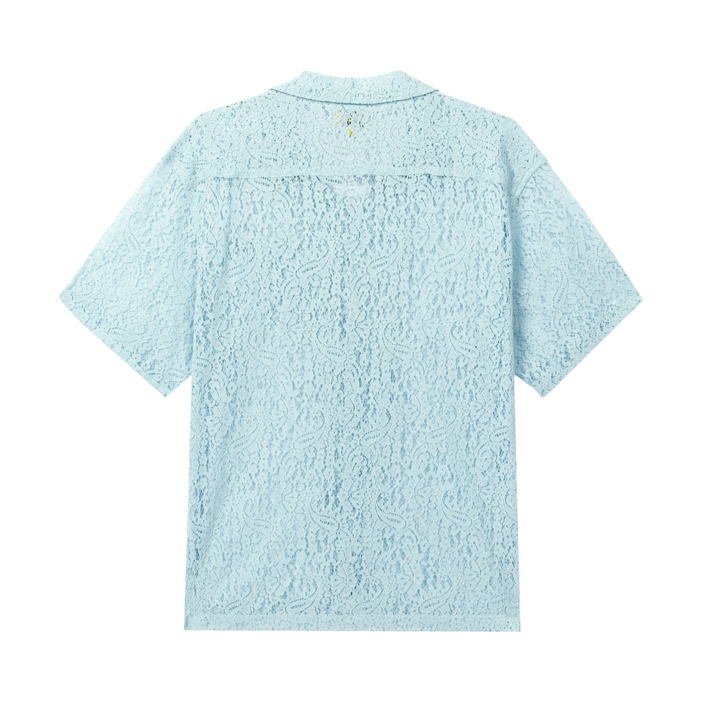 LACE BUTTON UP Light Blue