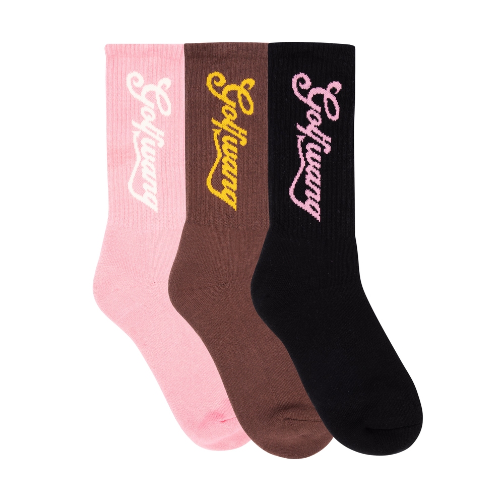 DIABLO SOCKS 3PK Dark Pink/Brown/Black