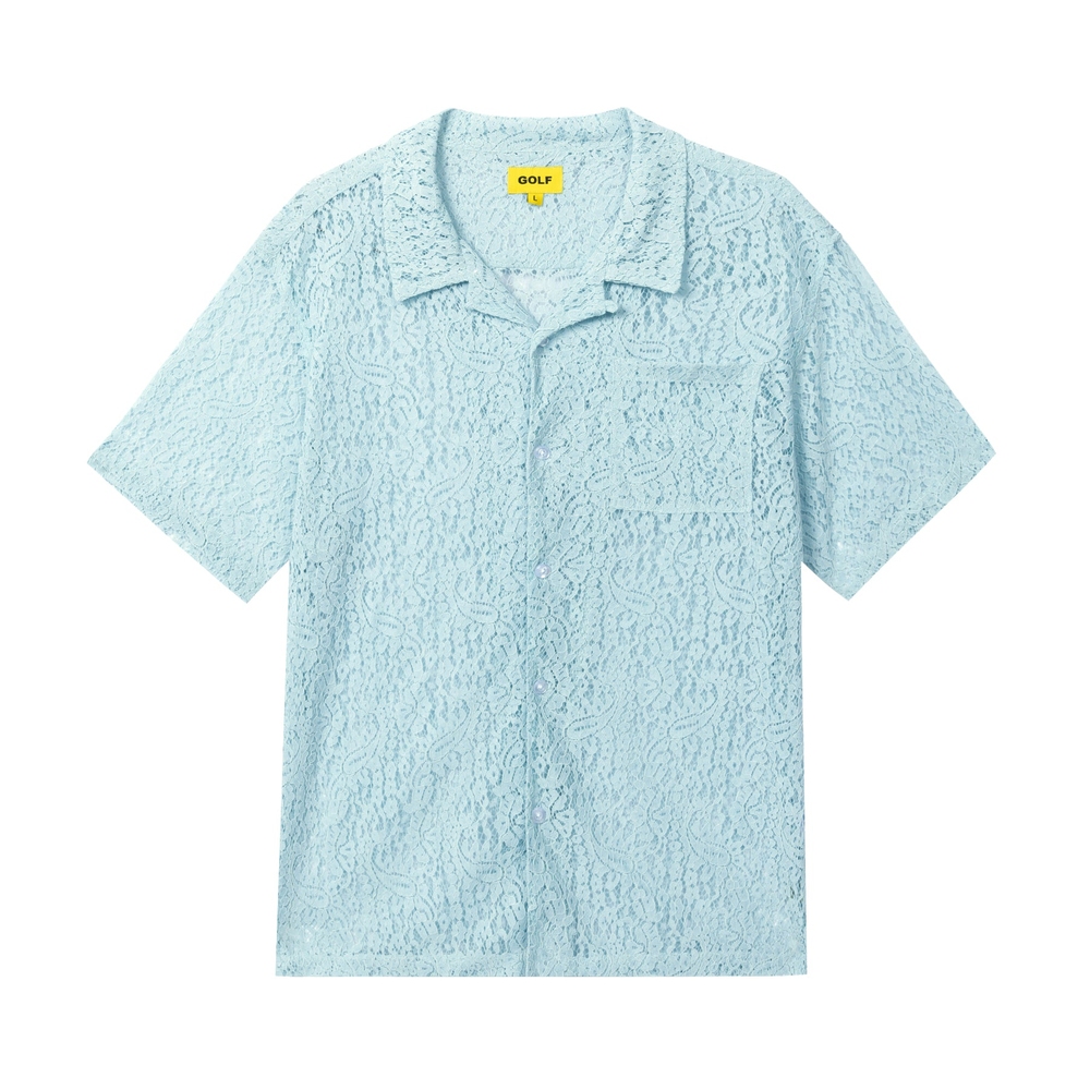 LACE BUTTON UP Light Blue