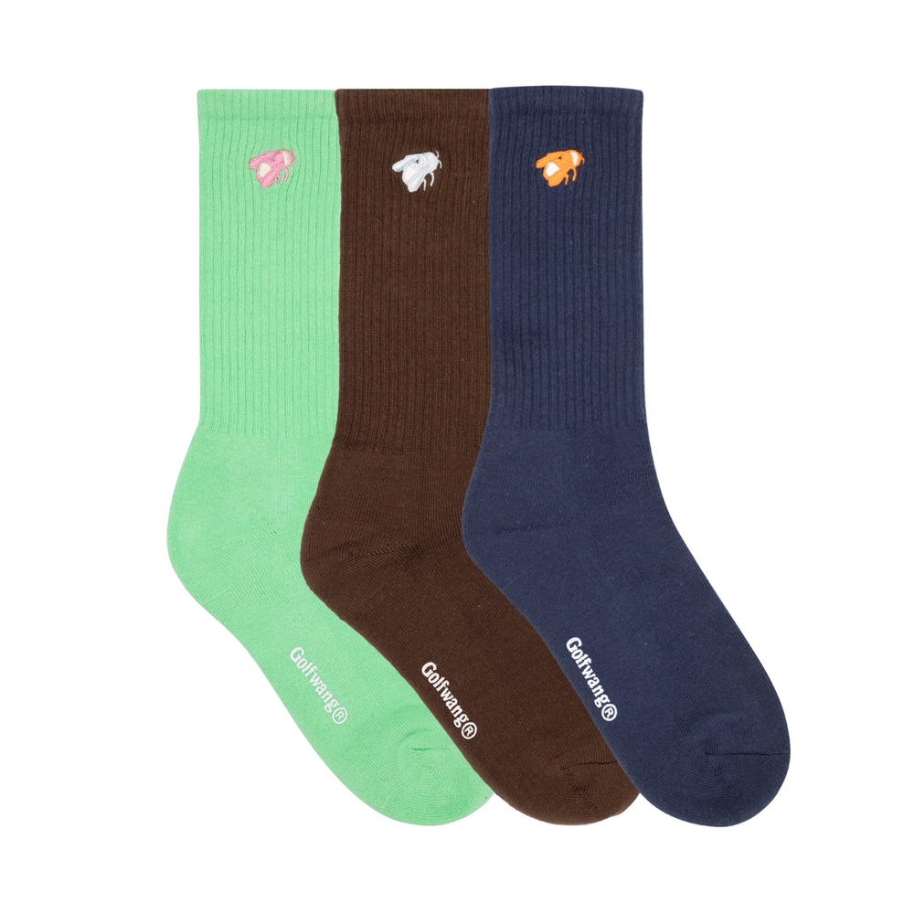 SS24 BEE SOCKS 3PK Brown/Green/Navy