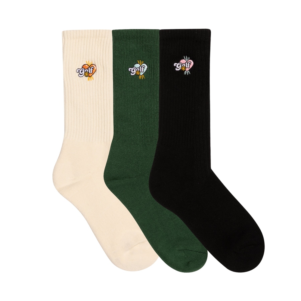 ROMEO SOCKS 3PK Cream/Dark Green/Black