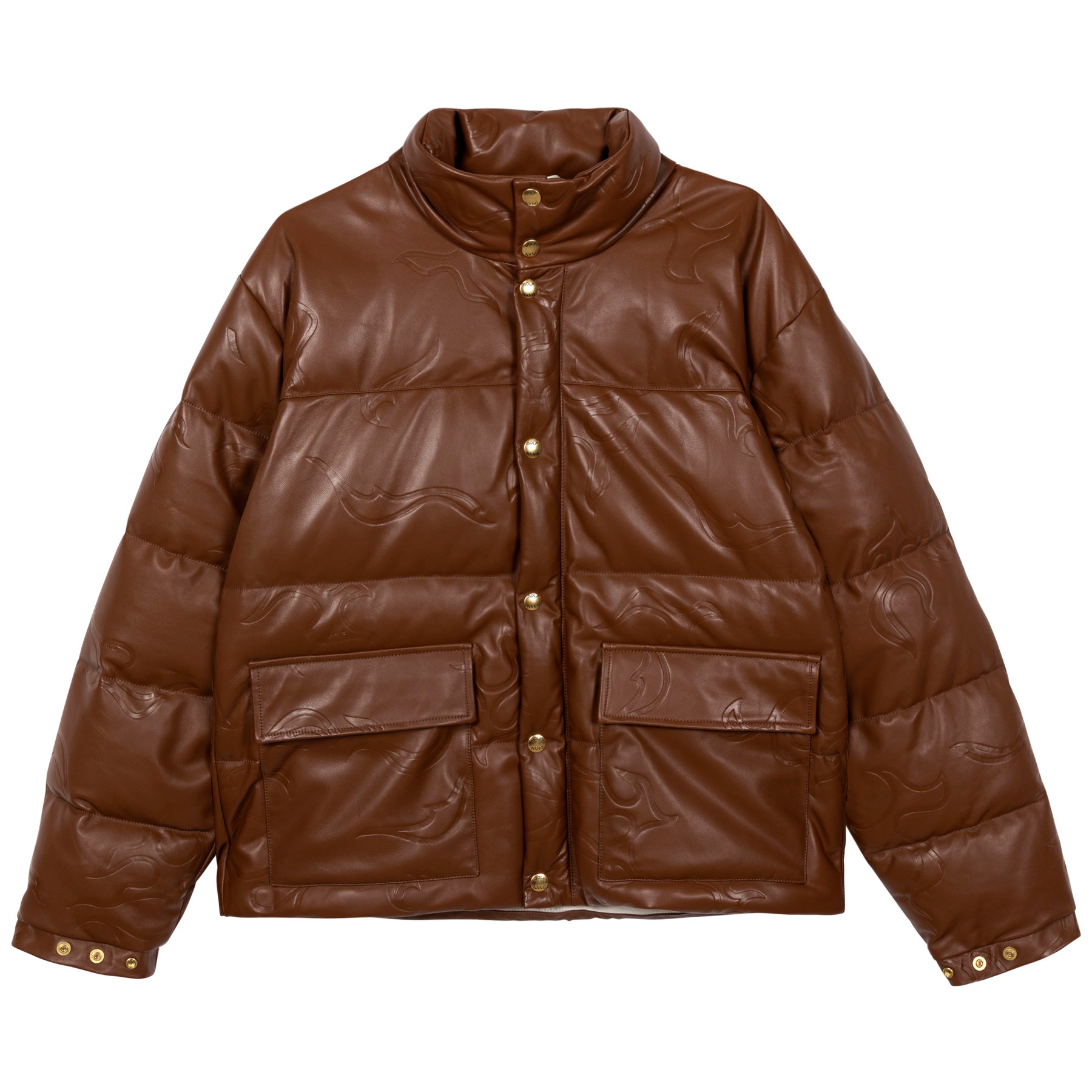 Leather Flame Puffy Jacket Brown - Winter 2021 - Golf Wang